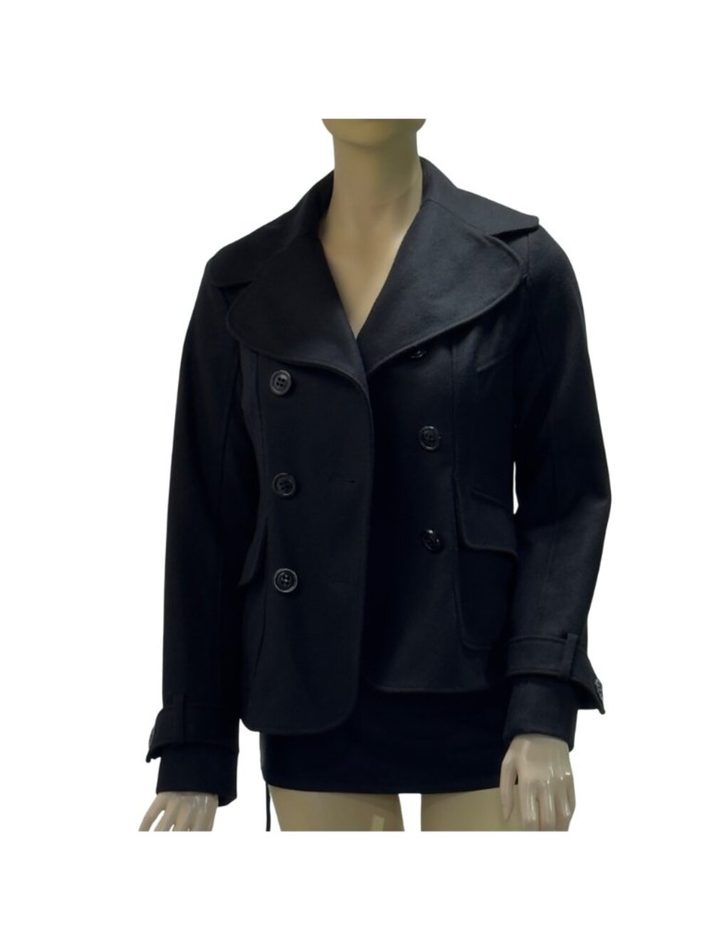 Guess Women's Black Double-Breasted Peacoat Wool Blend Size S - Picture 14 of 14
